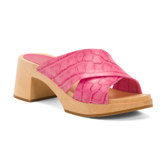 Swedish Hasbeens Pink Sandals with Woven Leather Design - Picture 5 of 16